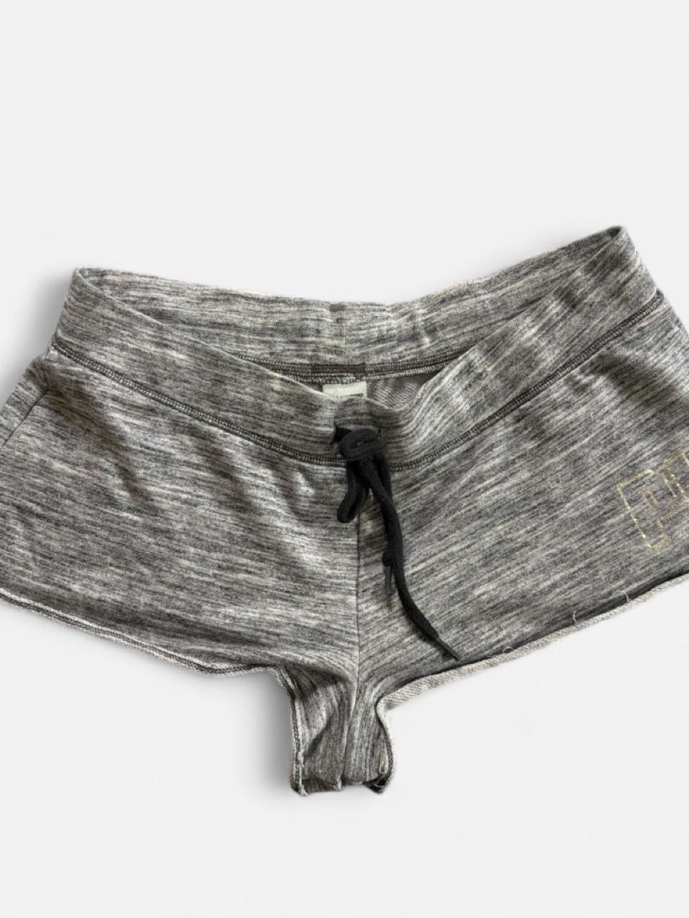 2015 PINK Victoria's Secret Heather Gray Athletic Shorts Black Drawstring